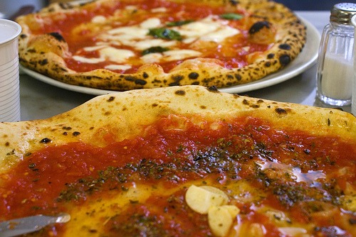 Pizza Marinara and Pizza Margherita in Naples Italy